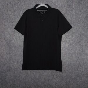 Porter & Ash Mens Polo L Black Minimalist 4 Way Stretch Soft Touch Wrinkle Free